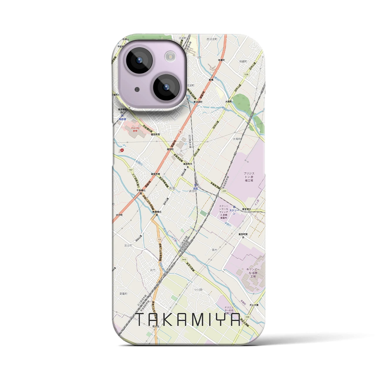 【高宮(滋賀県)】地図柄iPhoneケース(バックカバータイプ)