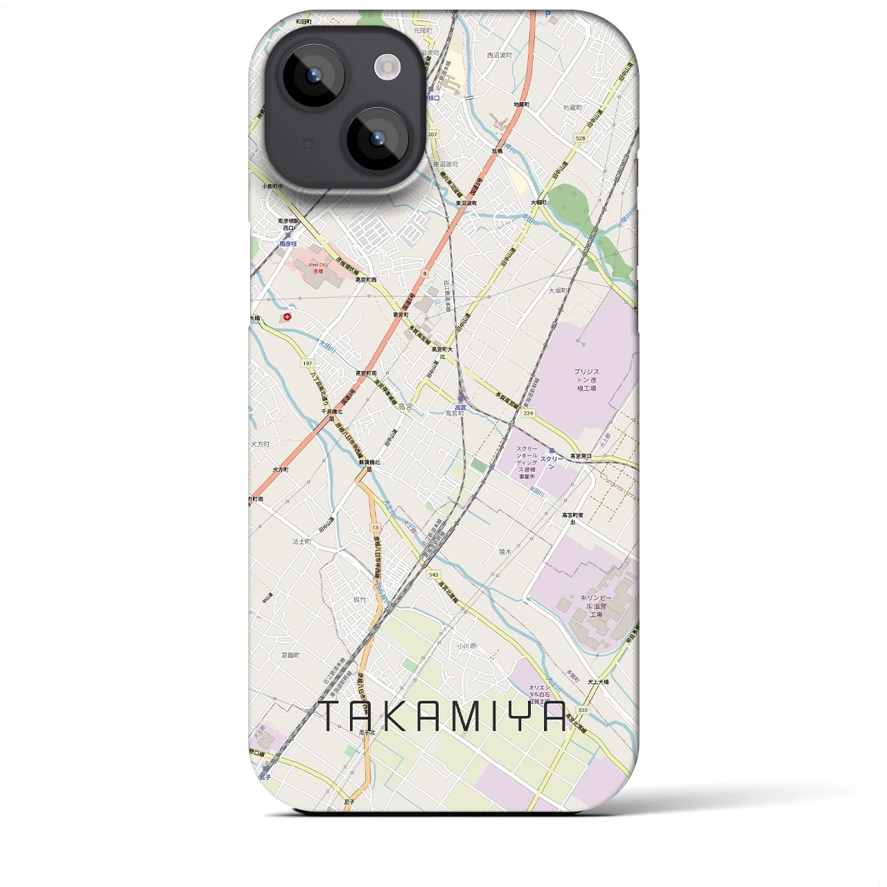 【高宮(滋賀県)】地図柄iPhoneケース(バックカバータイプ)