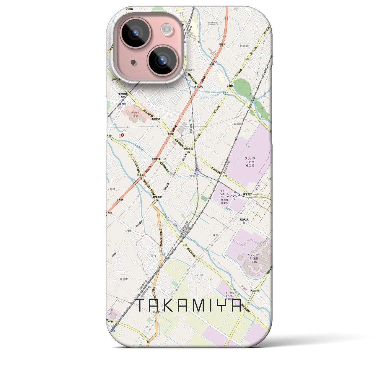 【高宮(滋賀県)】地図柄iPhoneケース(バックカバータイプ)