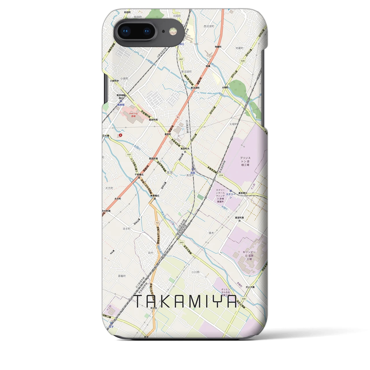 【高宮(滋賀県)】地図柄iPhoneケース(バックカバータイプ)
