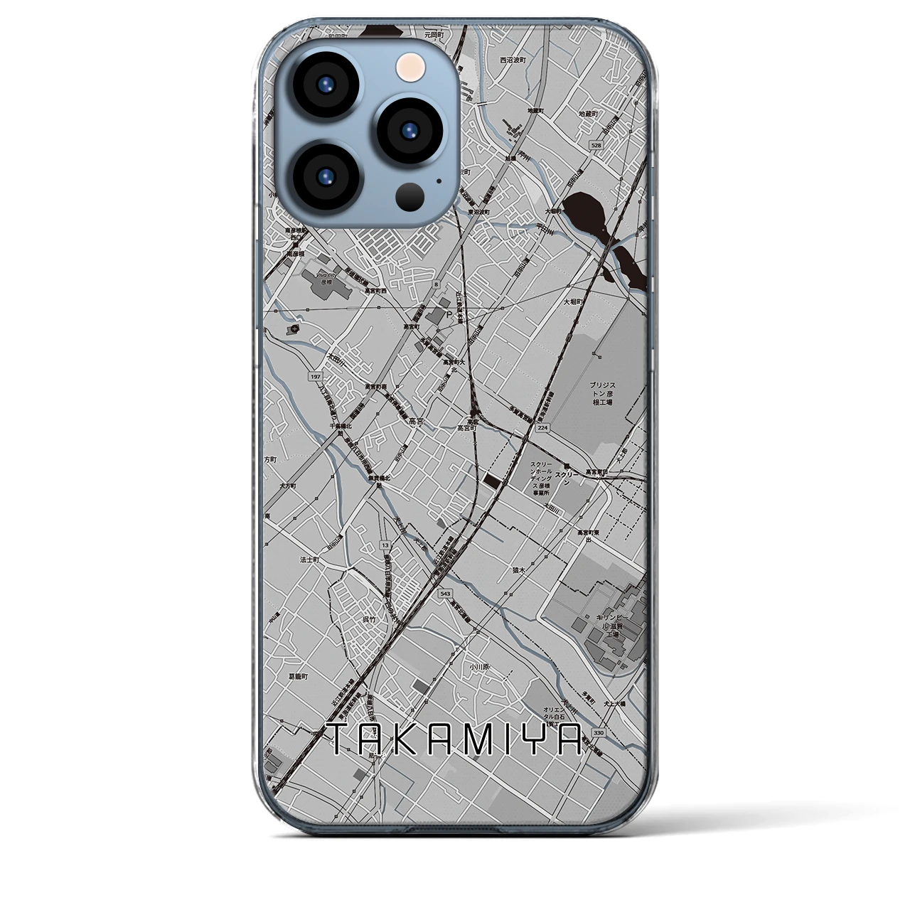【高宮(滋賀県)】地図柄iPhoneケース(クリアタイプ)