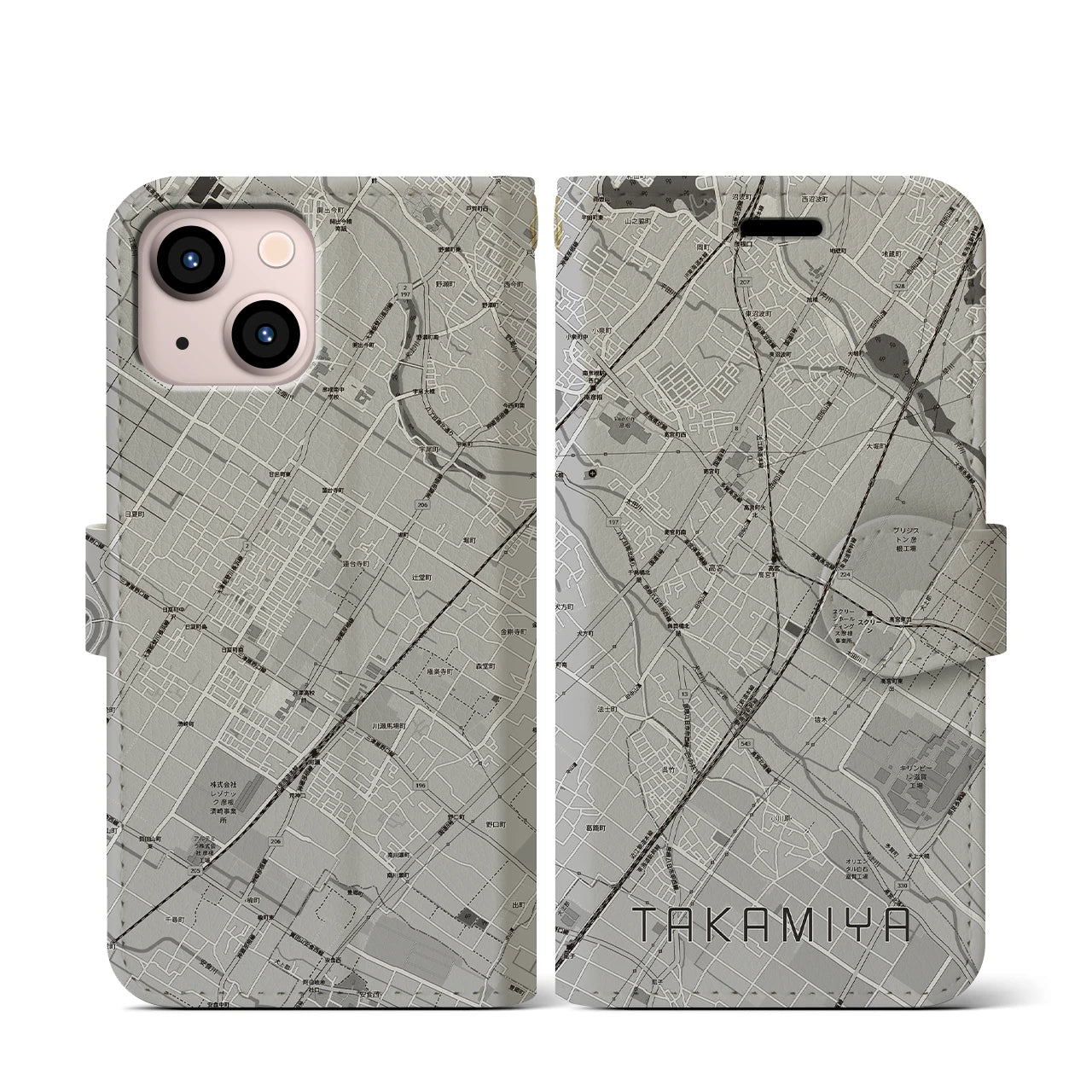 【高宮(滋賀県)】地図柄iPhoneケース(手帳タイプ)