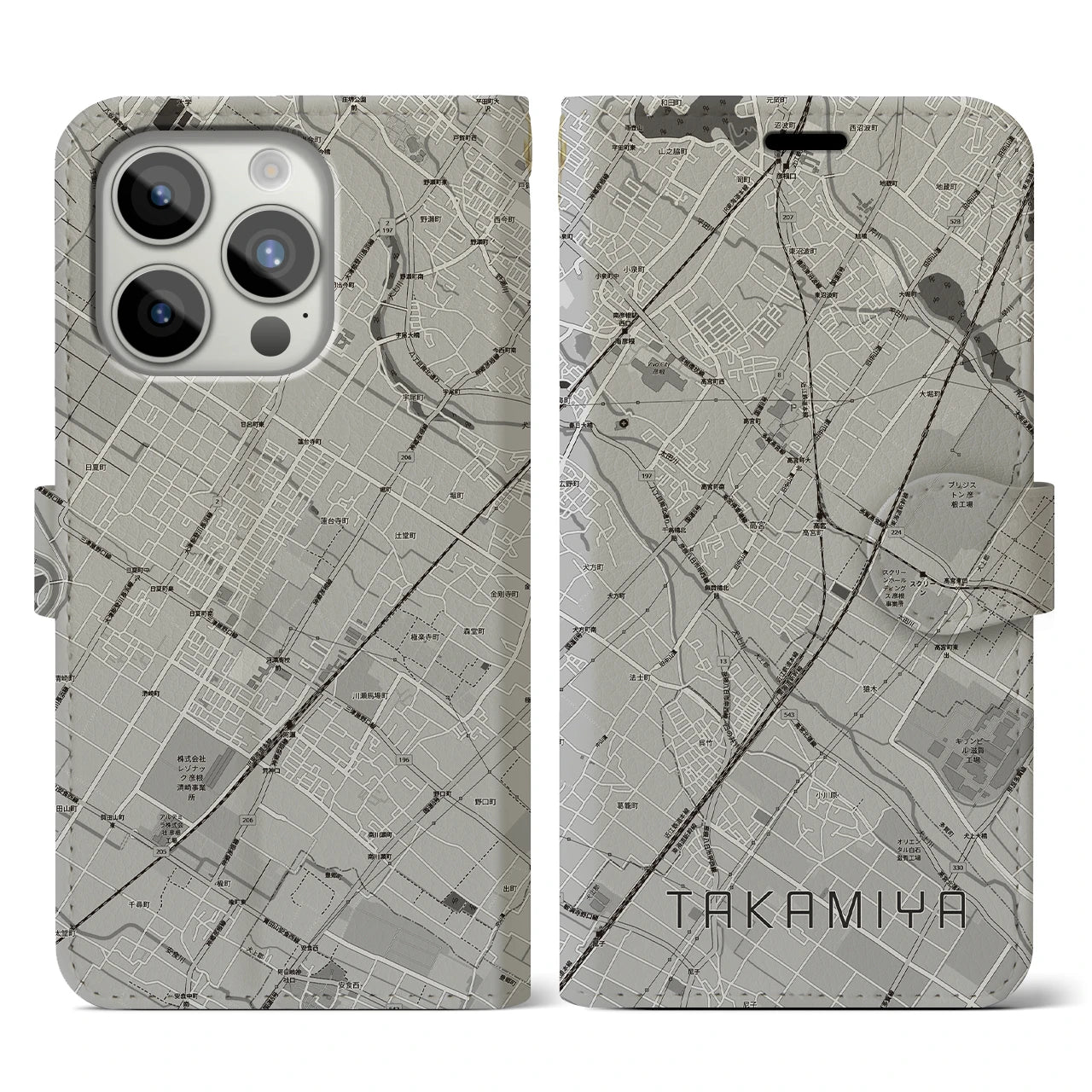 【高宮(滋賀県)】地図柄iPhoneケース(手帳タイプ)