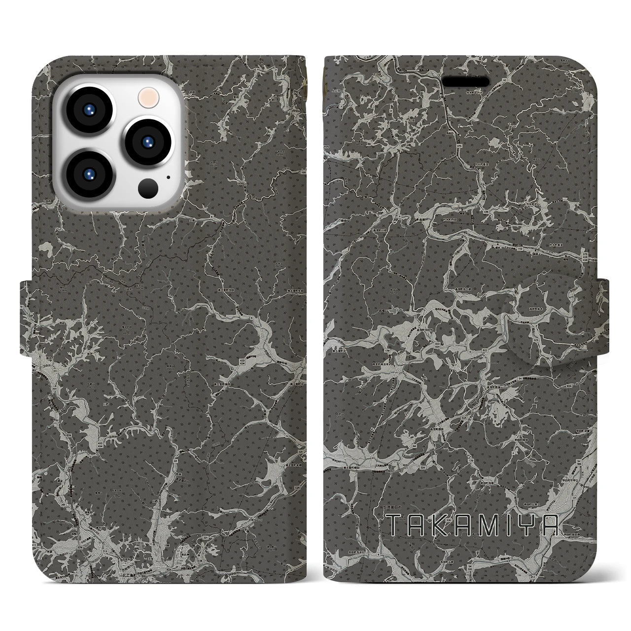 【高宮(広島県)】地図柄iPhoneケース(手帳タイプ)