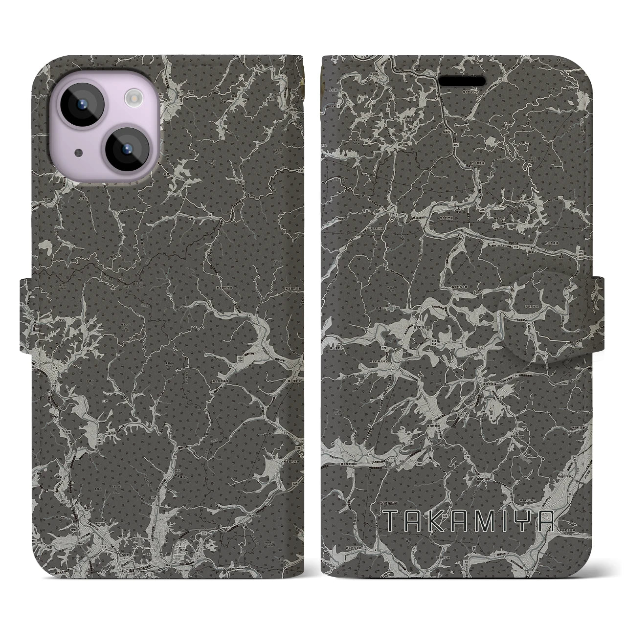 【高宮(広島県)】地図柄iPhoneケース(手帳タイプ)