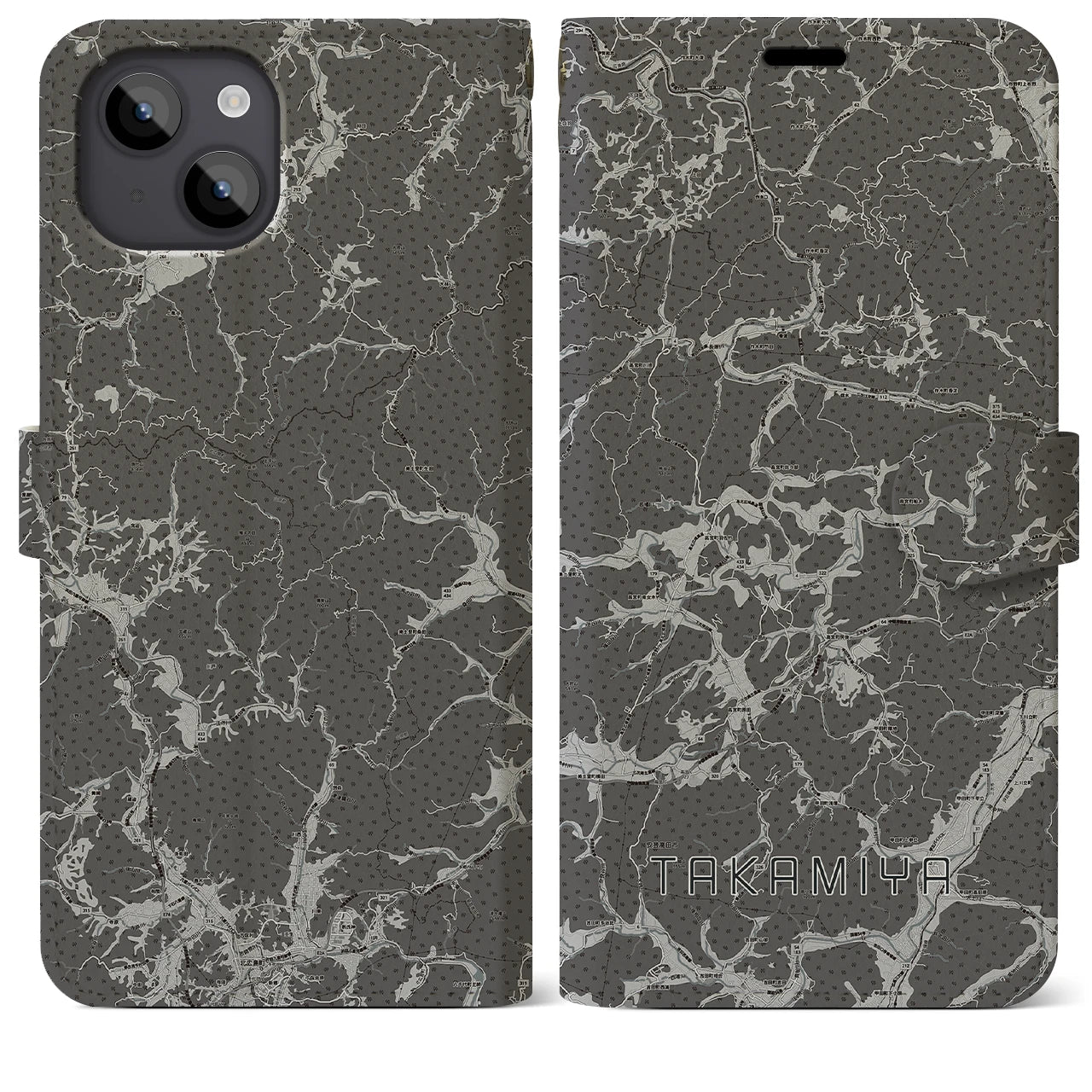 【高宮(広島県)】地図柄iPhoneケース(手帳タイプ)