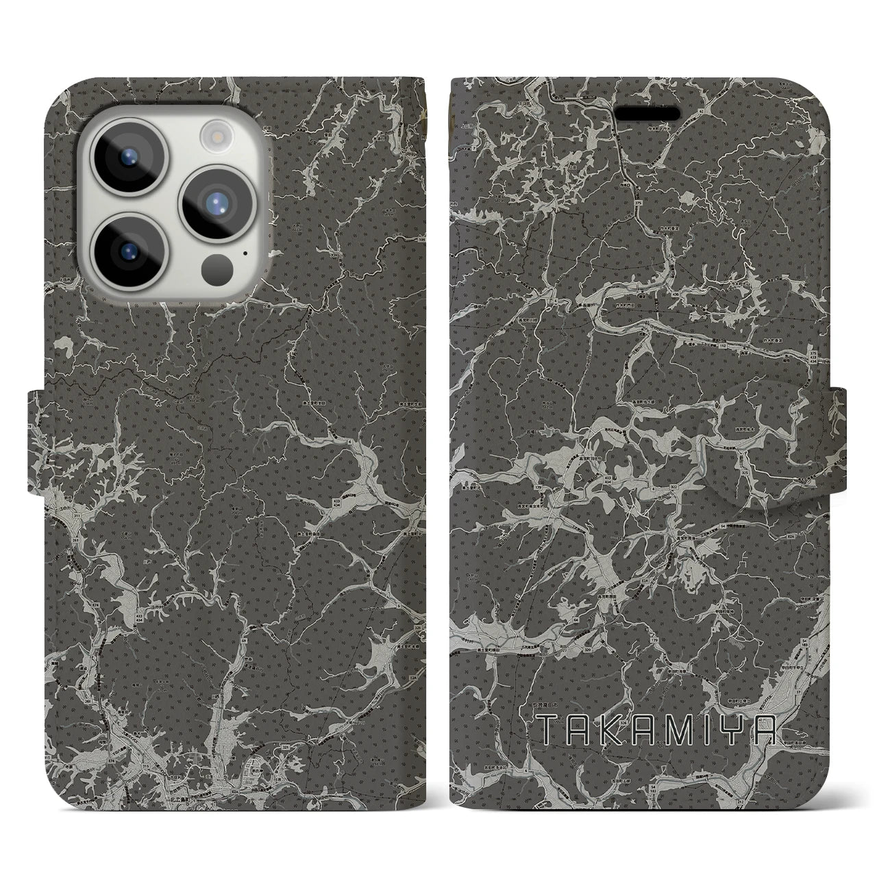 【高宮(広島県)】地図柄iPhoneケース(手帳タイプ)