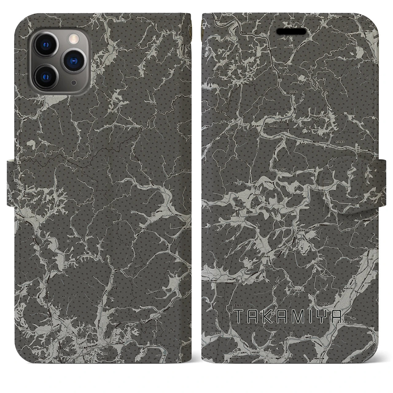 【高宮(広島県)】地図柄iPhoneケース(手帳タイプ)