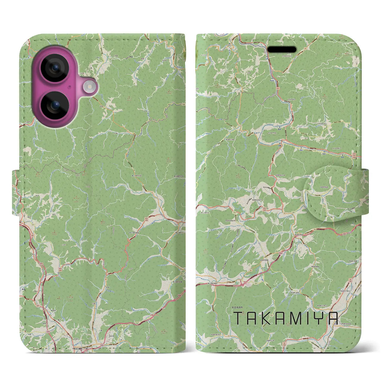 【高宮(広島県)】地図柄iPhoneケース(手帳タイプ)ナチュラル・iPhone 16 Pro 用