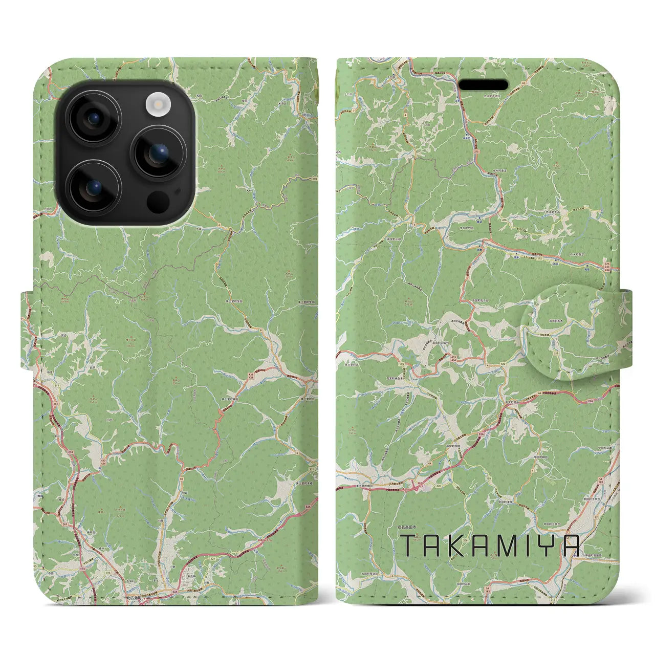 【高宮(広島県)】地図柄iPhoneケース(手帳タイプ)ナチュラル・iPhone 16 用