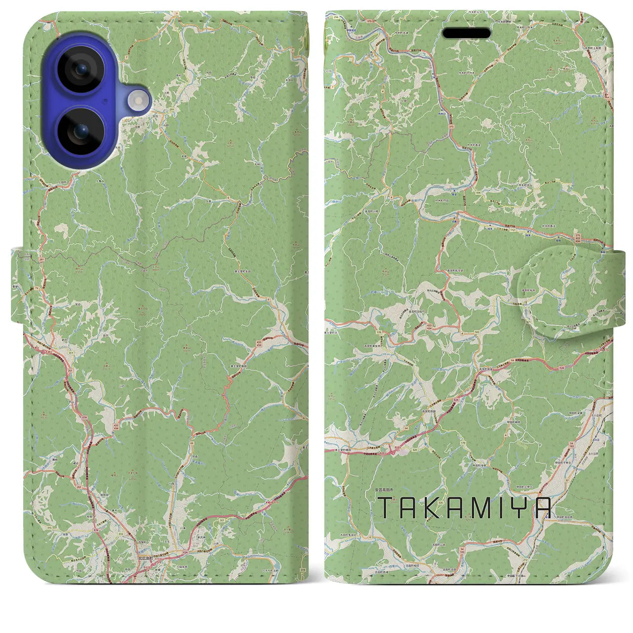 【高宮(広島県)】地図柄iPhoneケース(手帳タイプ)ナチュラル・iPhone 16 Pro Max 用