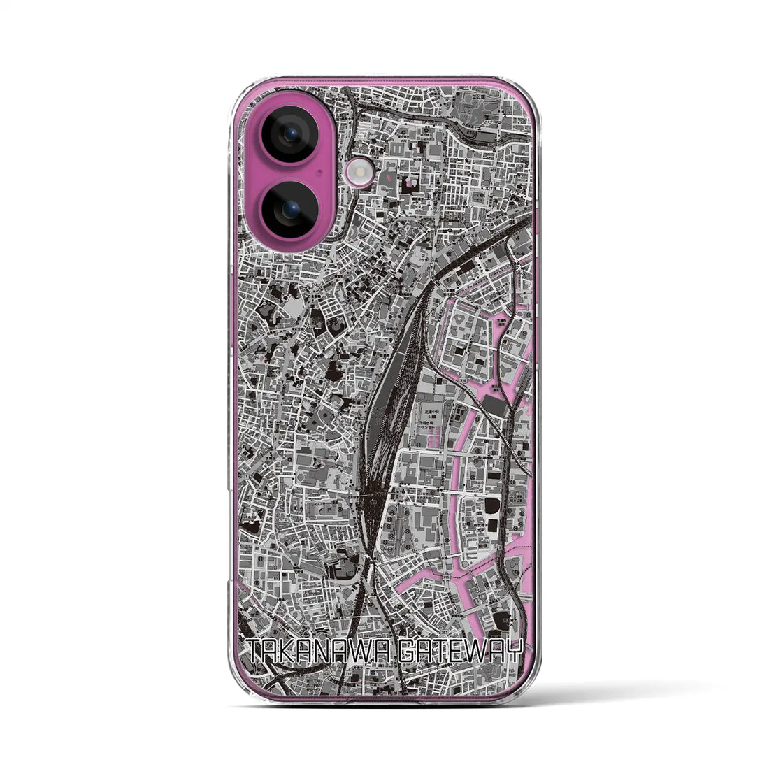 【高輪ゲートウェイ(東京都)】地図柄iPhoneケース(クリアタイプ)モノトーン・iPhone 16 Pro 用