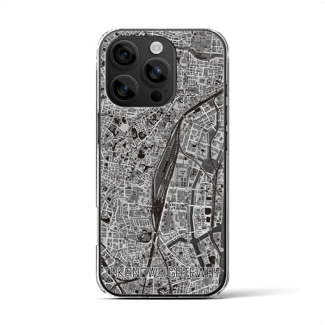 【高輪ゲートウェイ(東京都)】地図柄iPhoneケース(クリアタイプ)モノトーン・iPhone 16 用