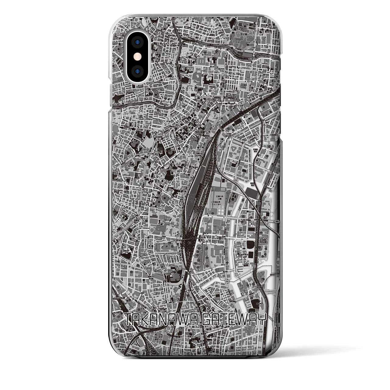 【高輪ゲートウェイ(東京都)】地図柄iPhoneケース(クリアタイプ)モノトーン・iPhone XS Max 用