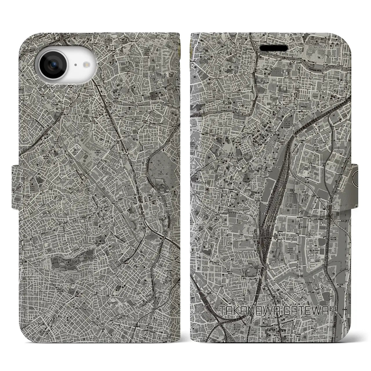 【高輪ゲートウェイ(東京都)】地図柄iPhoneケース(手帳タイプ)