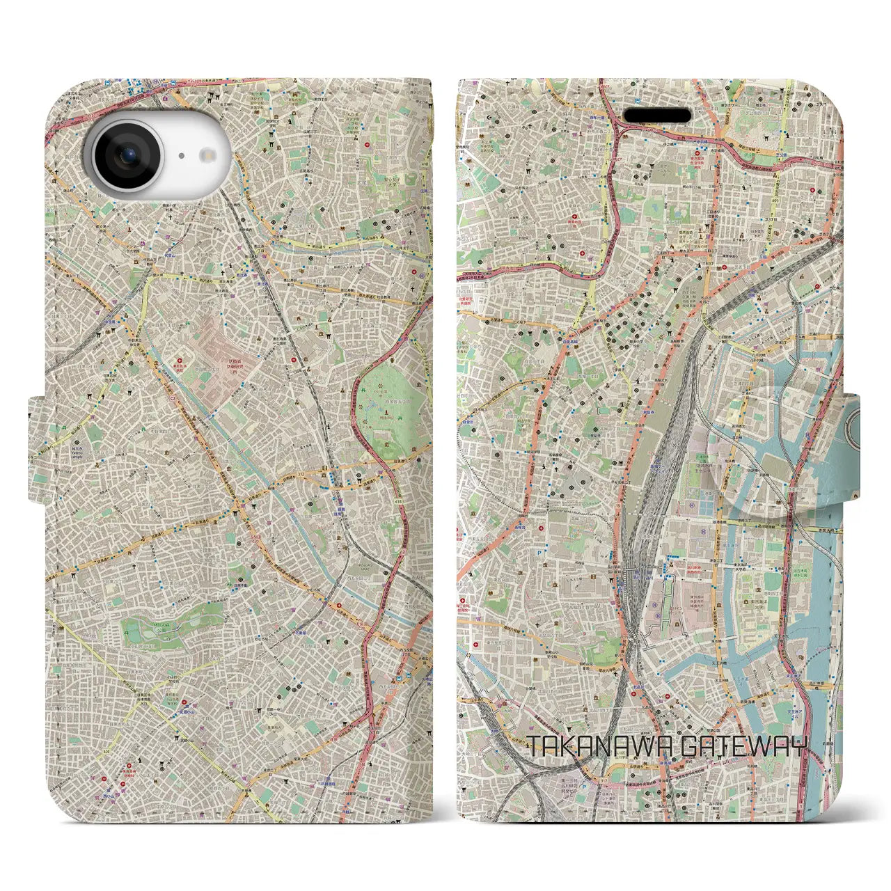 【高輪ゲートウェイ(東京都)】地図柄iPhoneケース(手帳タイプ)