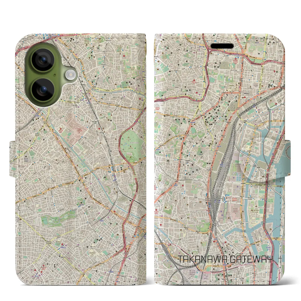 【高輪ゲートウェイ(東京都)】地図柄iPhoneケース(手帳タイプ)