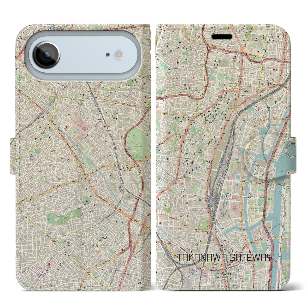 【高輪ゲートウェイ(東京都)】地図柄iPhoneケース(手帳タイプ)