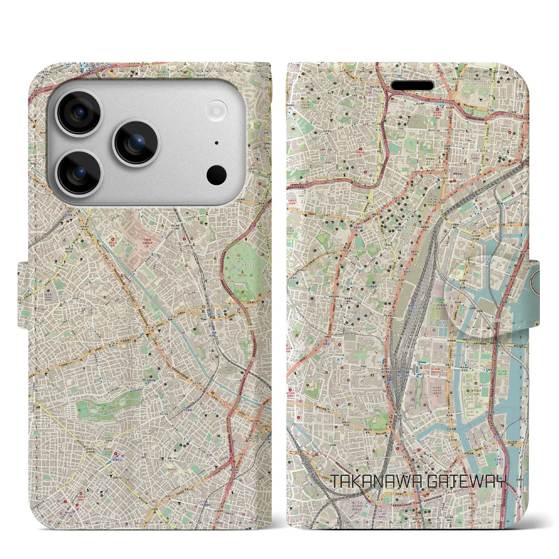 【高輪ゲートウェイ(東京都)】地図柄iPhoneケース(手帳タイプ)モノトーン・iPhone 17 Pro Max 用