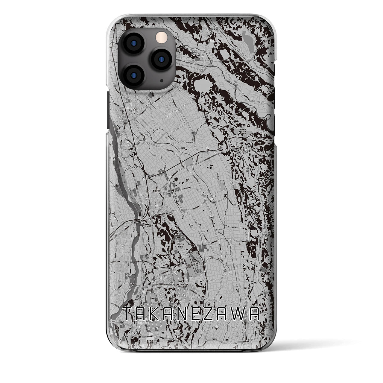 【高根沢(栃木県)】地図柄iPhoneケース(クリアタイプ)モノトーン・iPhone 11 Pro Max 用