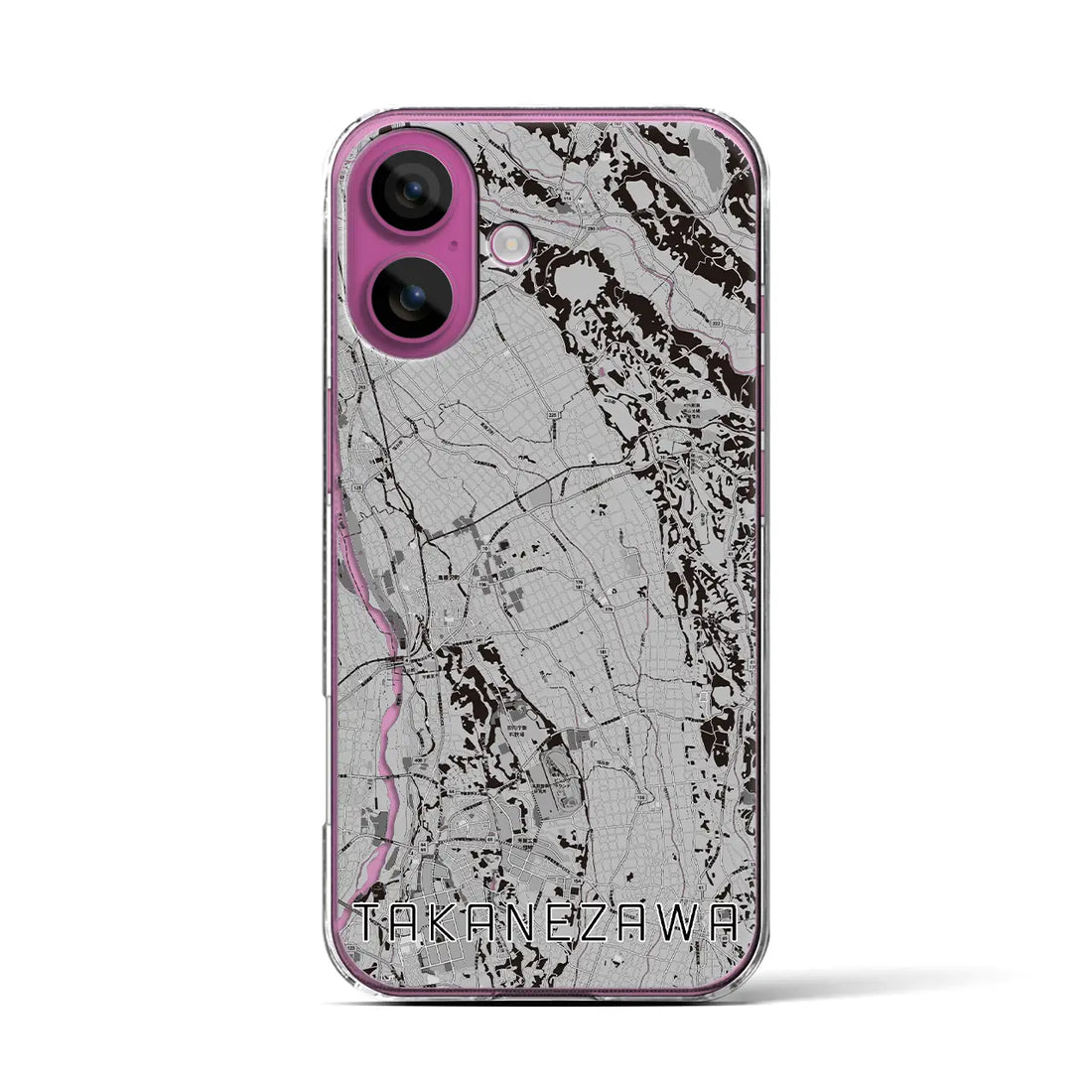 【高根沢(栃木県)】地図柄iPhoneケース(クリアタイプ)モノトーン・iPhone 16 Pro 用