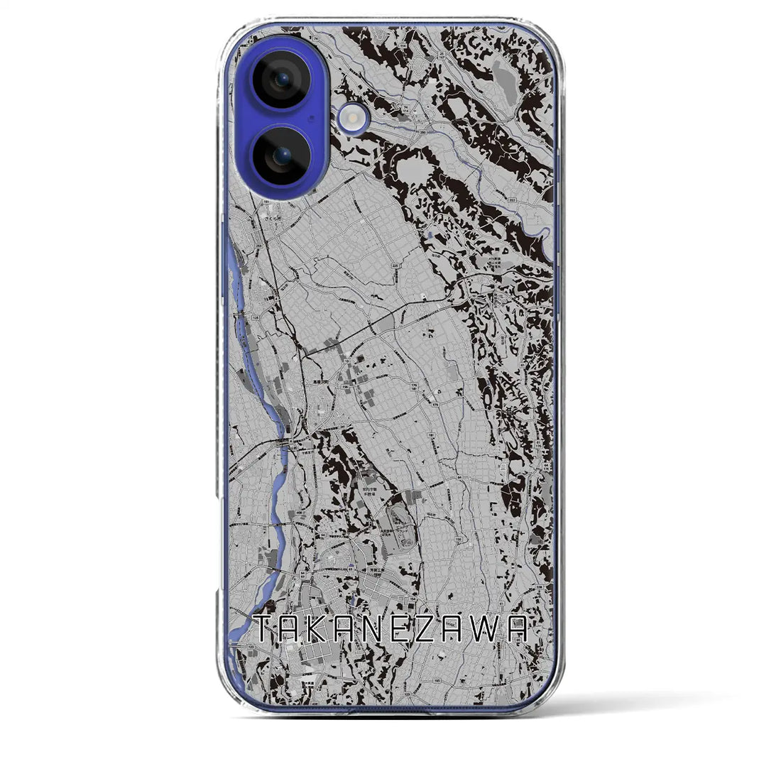 【高根沢(栃木県)】地図柄iPhoneケース(クリアタイプ)モノトーン・iPhone 16 Pro Max 用