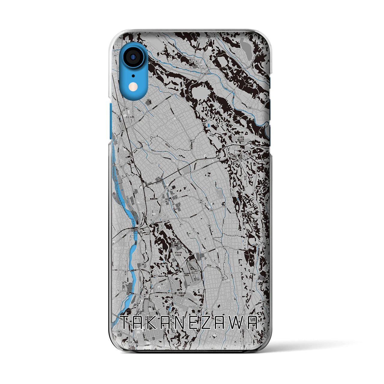【高根沢(栃木県)】地図柄iPhoneケース(クリアタイプ)モノトーン・iPhone XR 用