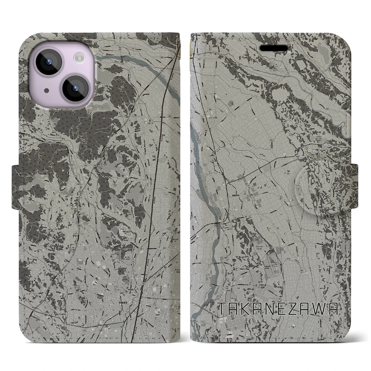 【高根沢(栃木県)】地図柄iPhoneケース(手帳タイプ)