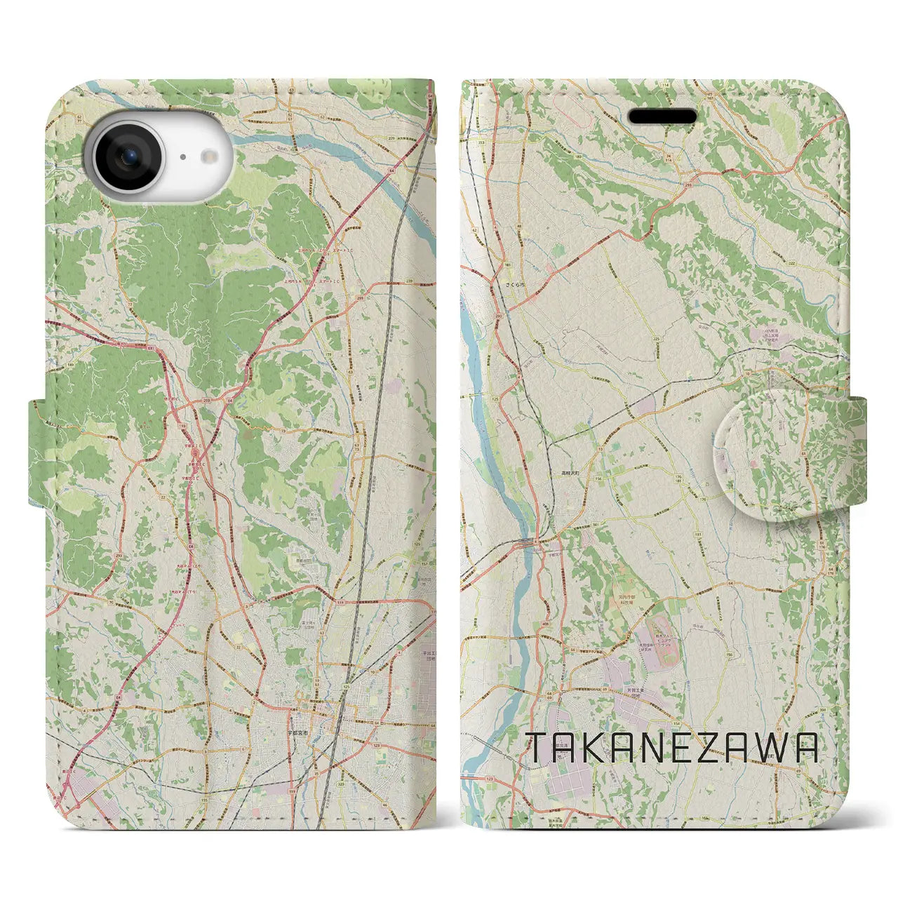 【高根沢(栃木県)】地図柄iPhoneケース(手帳タイプ)