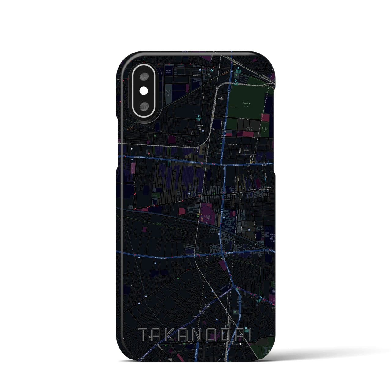 【鷹の台(東京都)】地図柄iPhoneケース(バックカバータイプ)