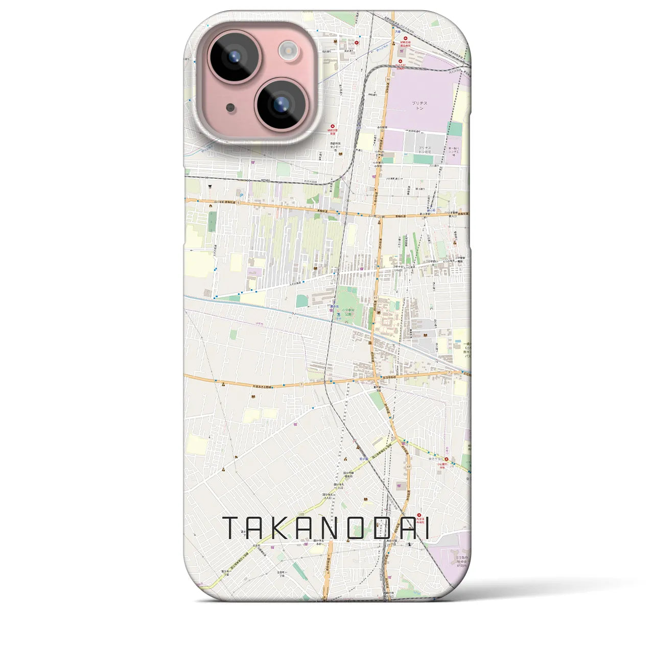 【鷹の台(東京都)】地図柄iPhoneケース(バックカバータイプ)