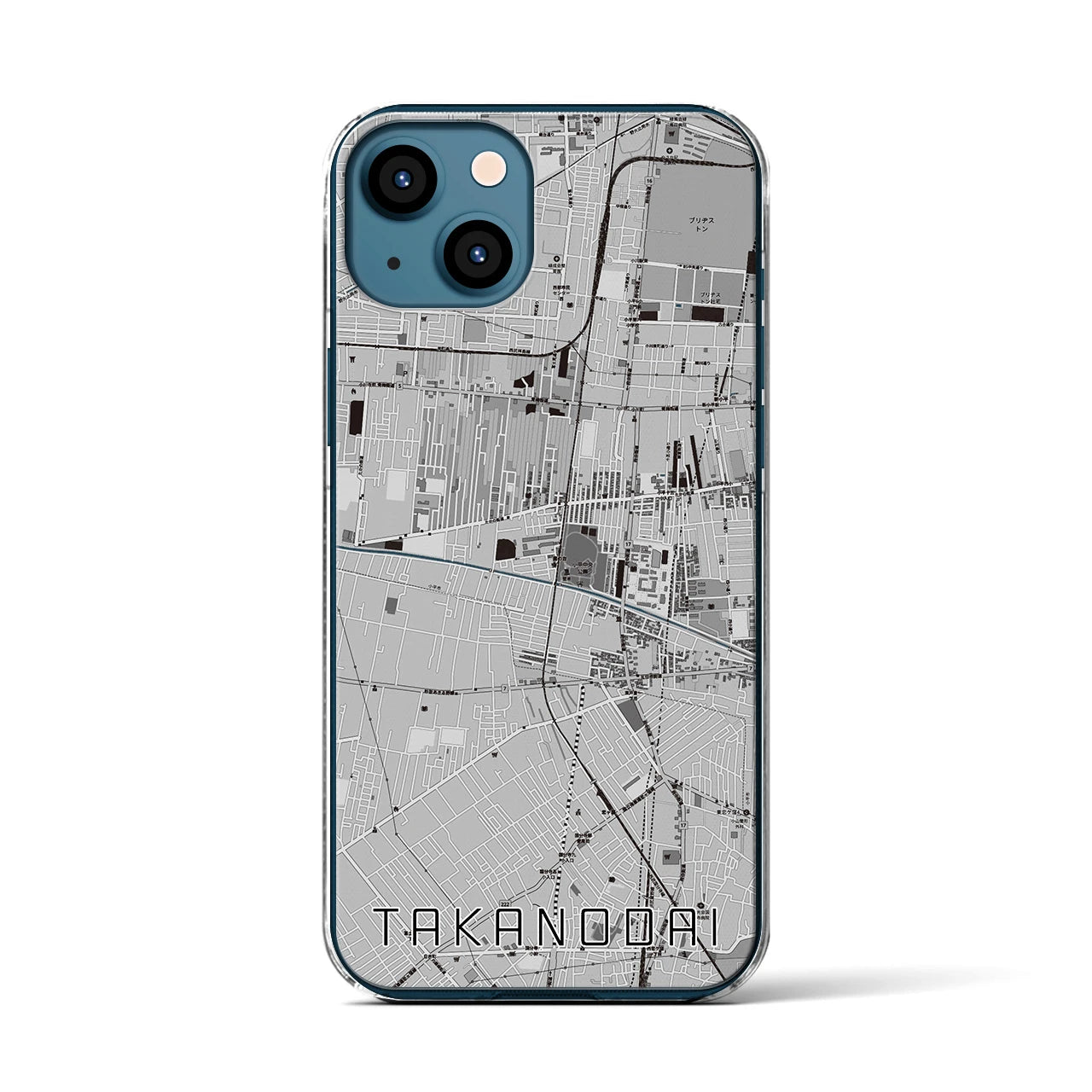 【鷹の台(東京都)】地図柄iPhoneケース(クリアタイプ)