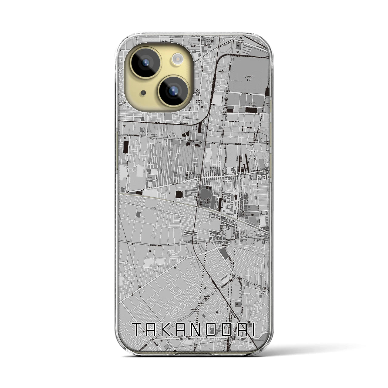 【鷹の台(東京都)】地図柄iPhoneケース(クリアタイプ)