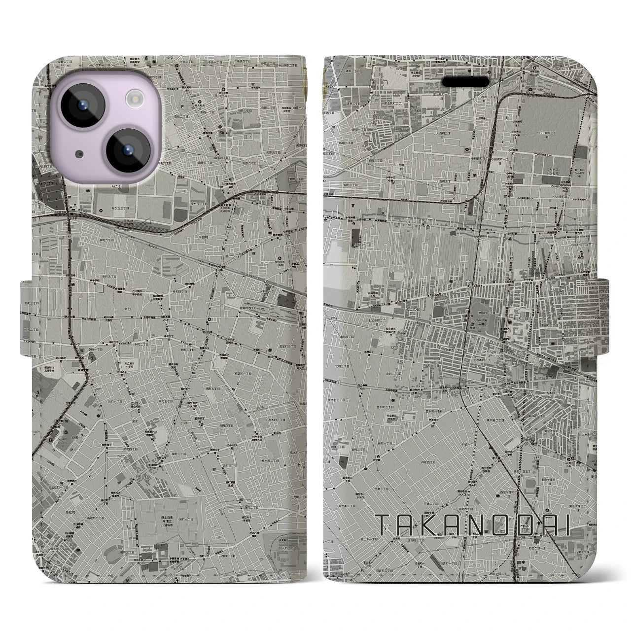 【鷹の台(東京都)】地図柄iPhoneケース(手帳タイプ)