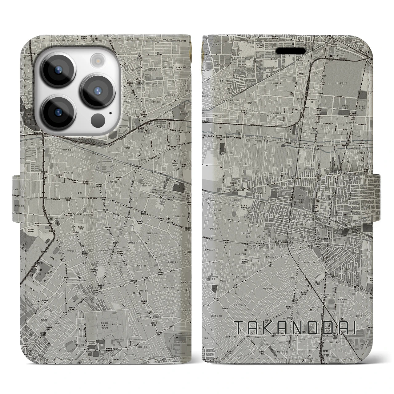 【鷹の台(東京都)】地図柄iPhoneケース(手帳タイプ)