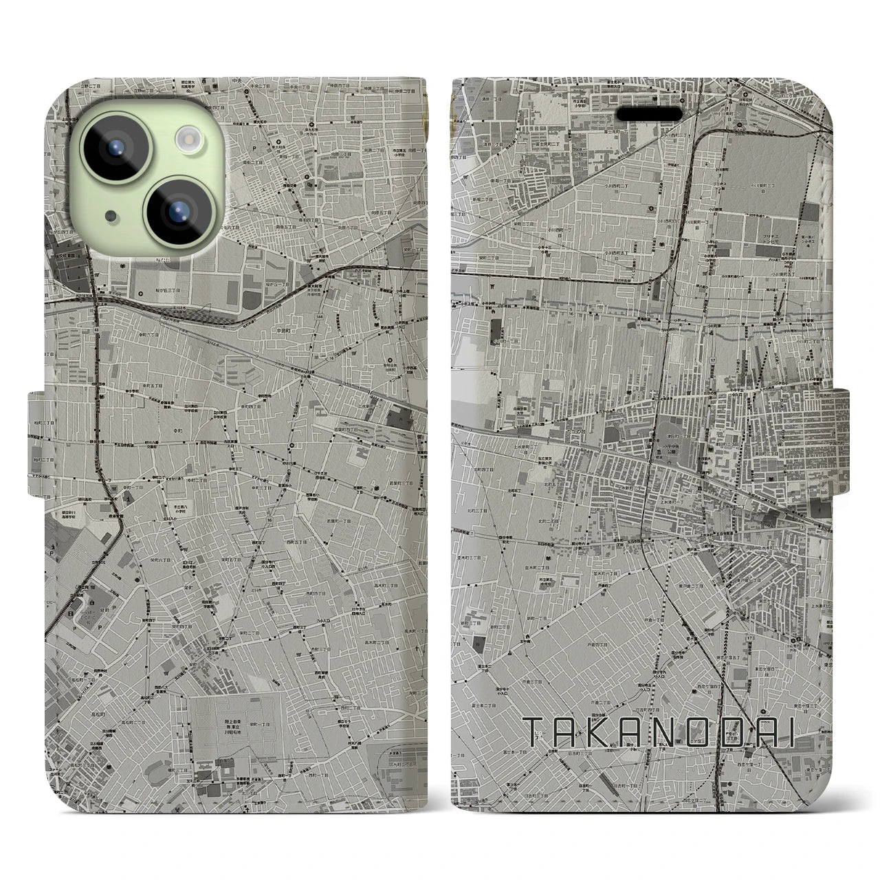 【鷹の台(東京都)】地図柄iPhoneケース(手帳タイプ)