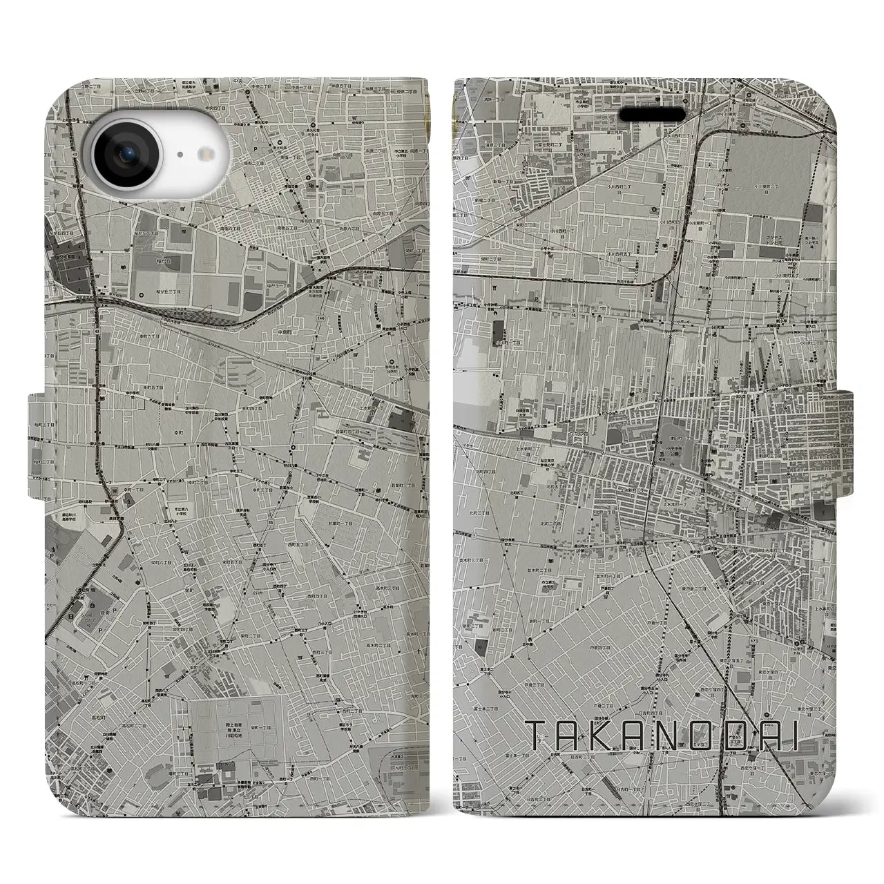 【鷹の台(東京都)】地図柄iPhoneケース(手帳タイプ)