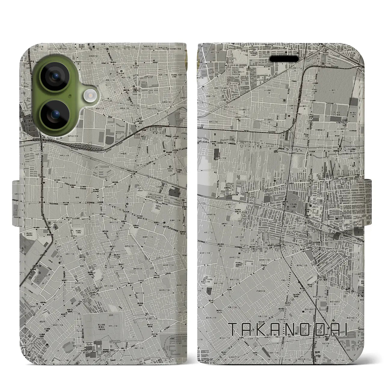 【鷹の台(東京都)】地図柄iPhoneケース(手帳タイプ)