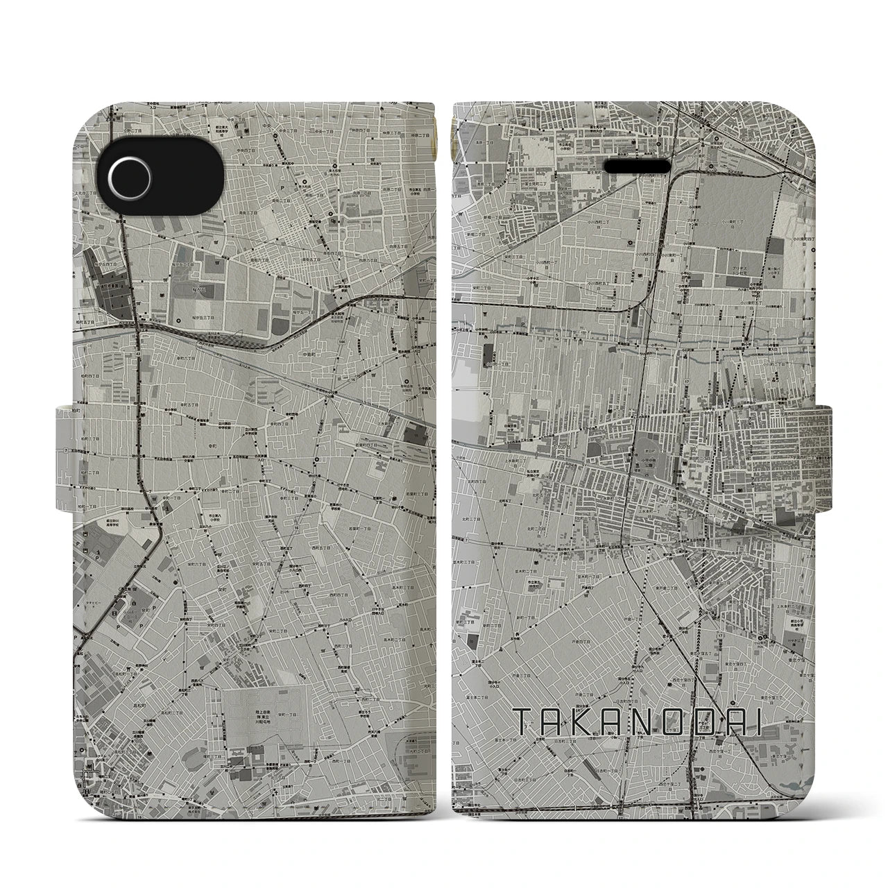 【鷹の台(東京都)】地図柄iPhoneケース(手帳タイプ)