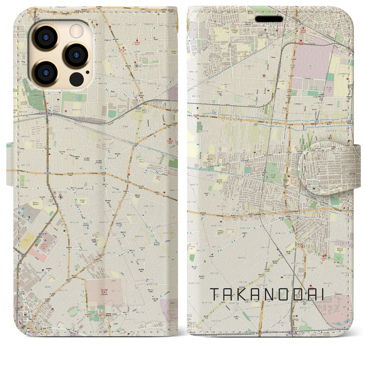 【鷹の台(東京都)】地図柄iPhoneケース(手帳タイプ)