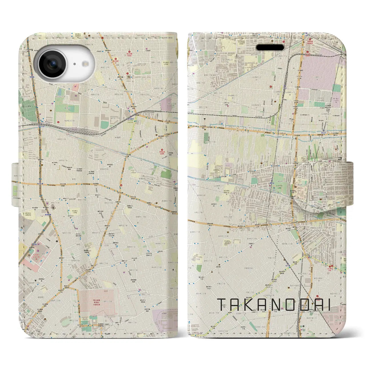 【鷹の台(東京都)】地図柄iPhoneケース(手帳タイプ)