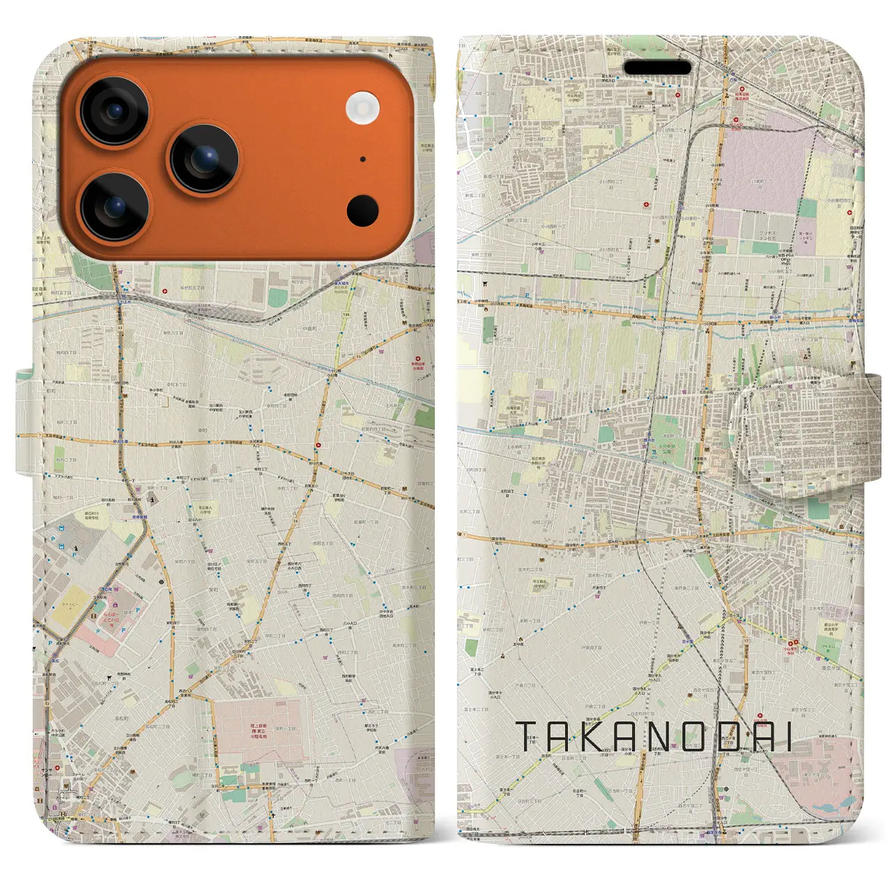 【鷹の台(東京都)】地図柄iPhoneケース(手帳タイプ)