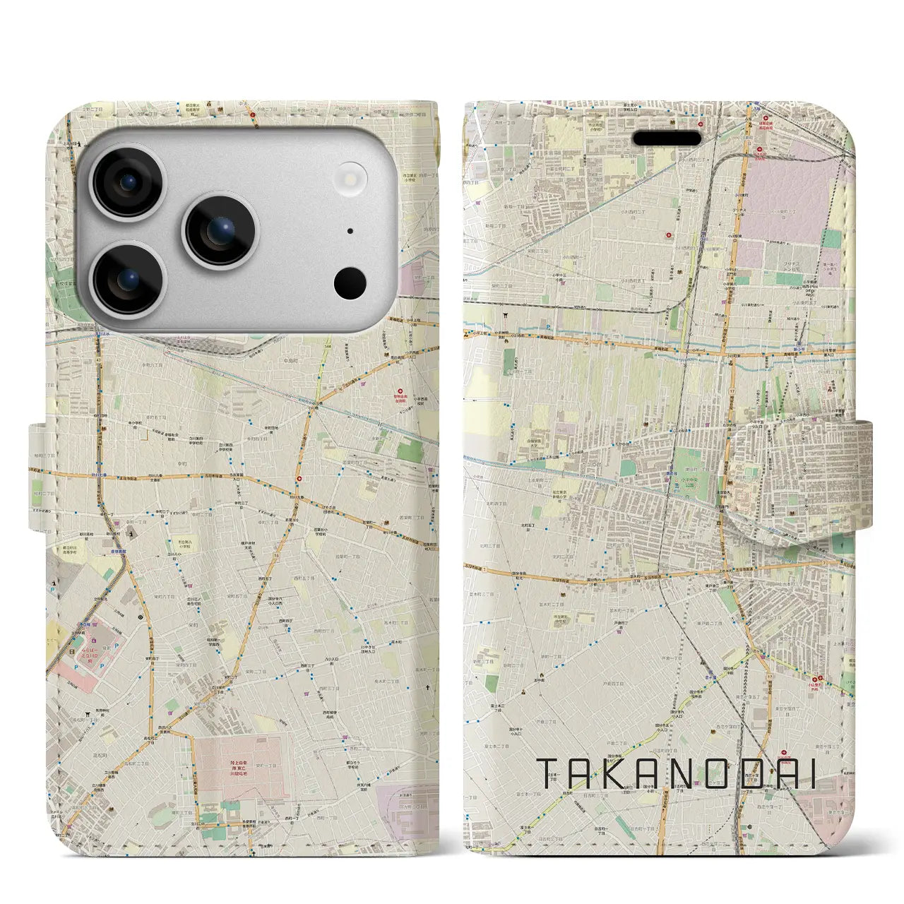 【鷹の台(東京都)】地図柄iPhoneケース(手帳タイプ)