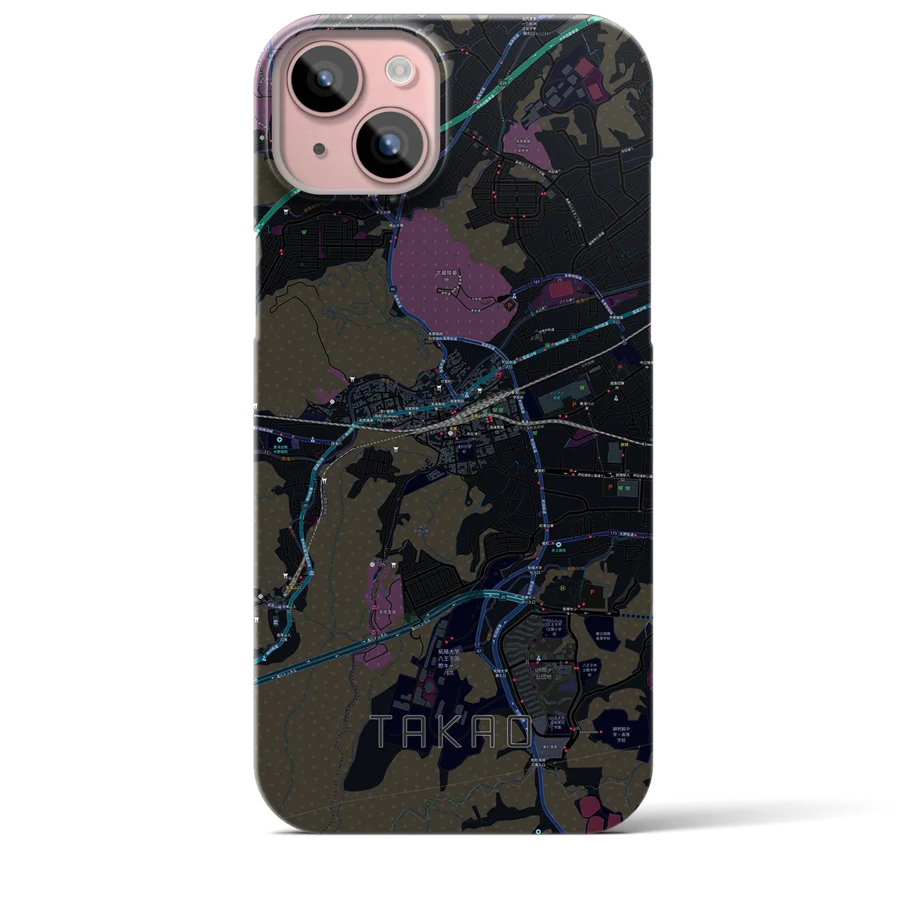 【高尾(東京都)】地図柄iPhoneケース(バックカバータイプ)