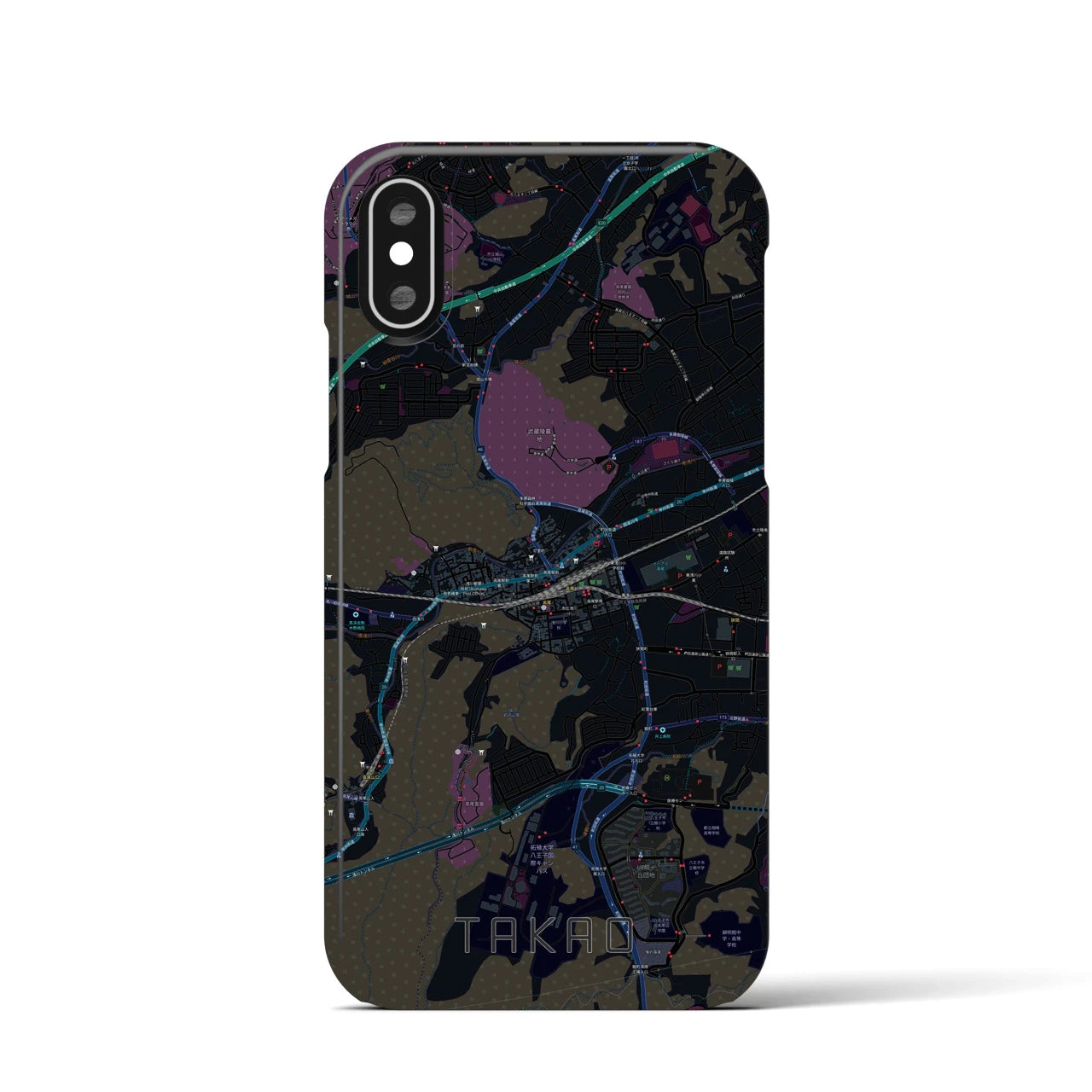 【高尾(東京都)】地図柄iPhoneケース(バックカバータイプ)
