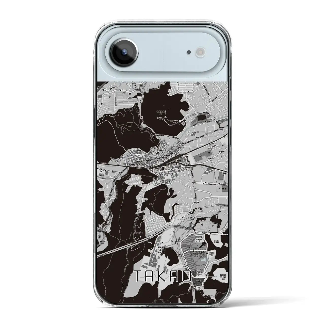 【高尾(東京都)】地図柄iPhoneケース(クリアタイプ)モノトーン・iPhone 17 Pro Max 用