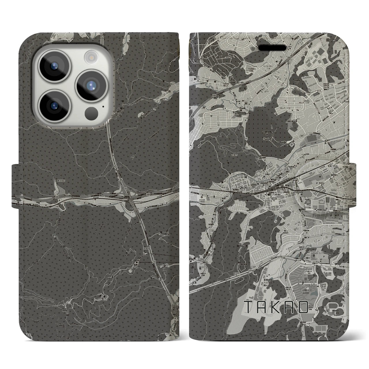 【高尾(東京都)】地図柄iPhoneケース(手帳タイプ)