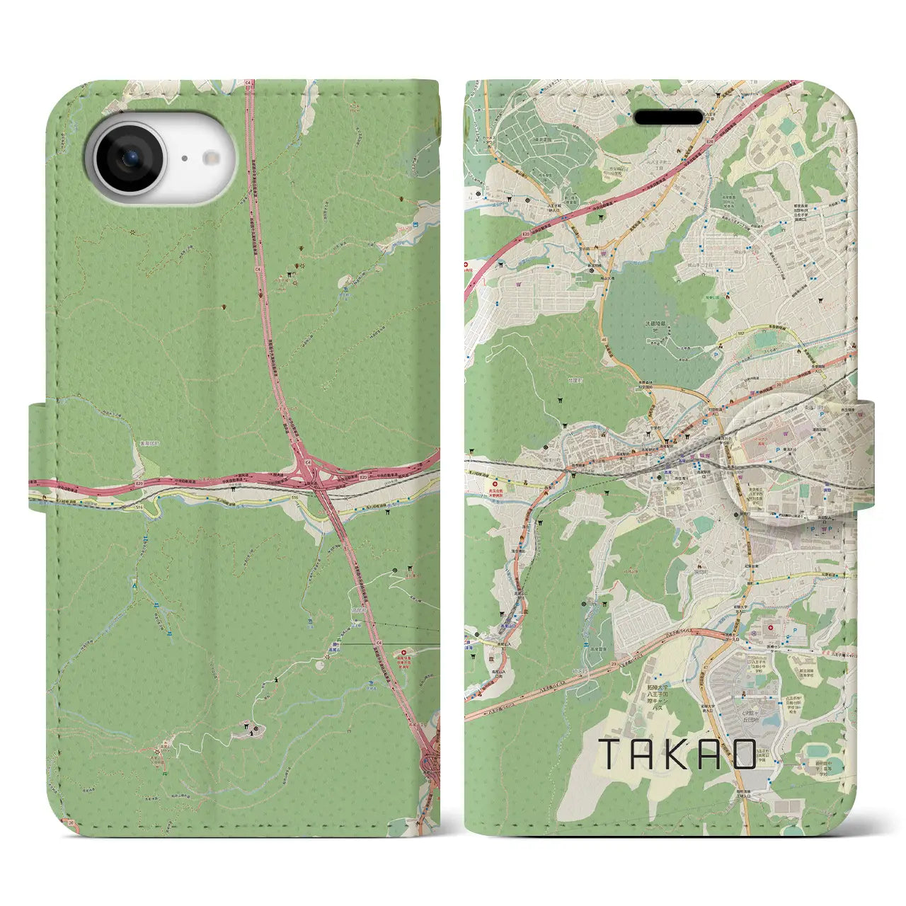 【高尾(東京都)】地図柄iPhoneケース(手帳タイプ)