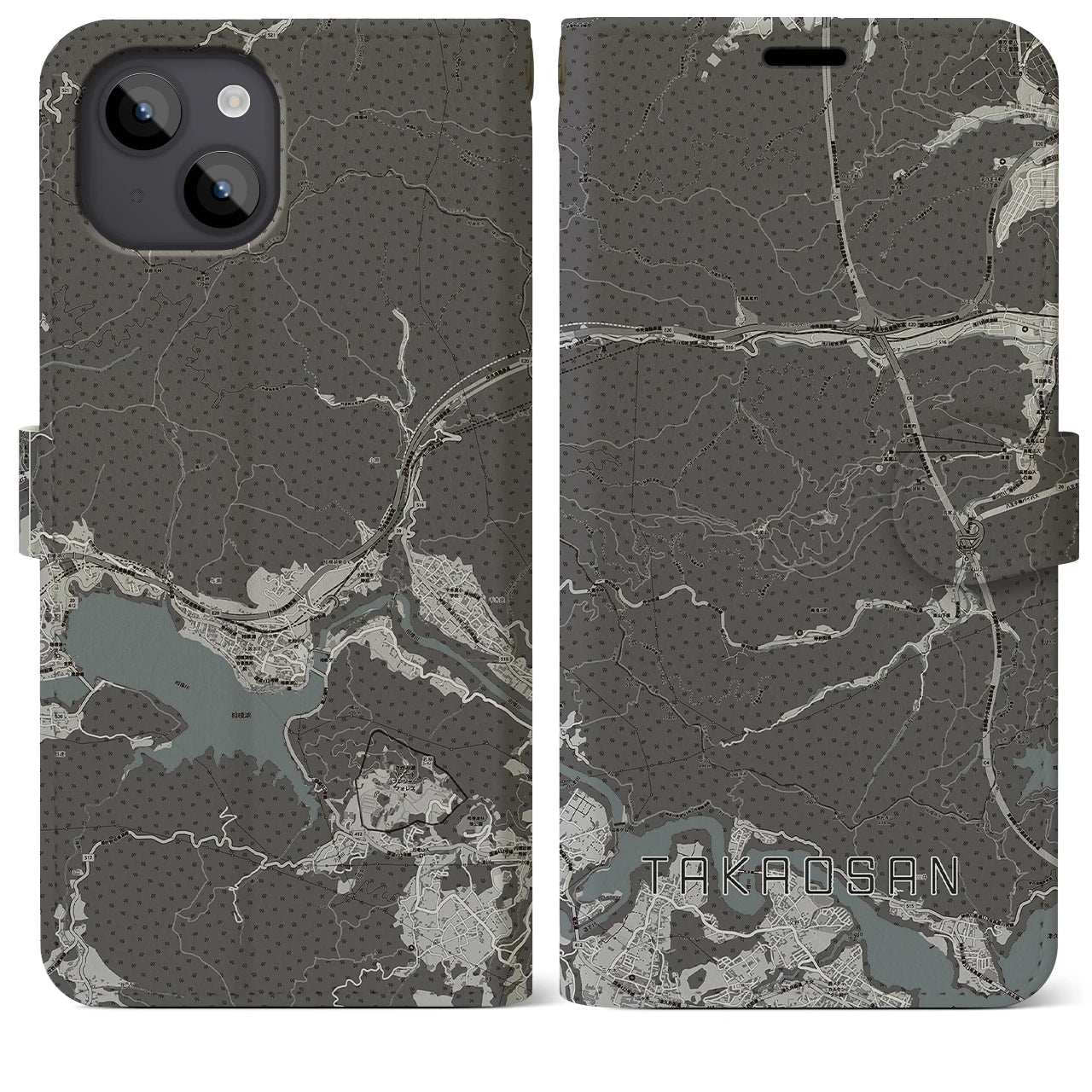 【高尾山(東京都)】地図柄iPhoneケース(手帳タイプ)