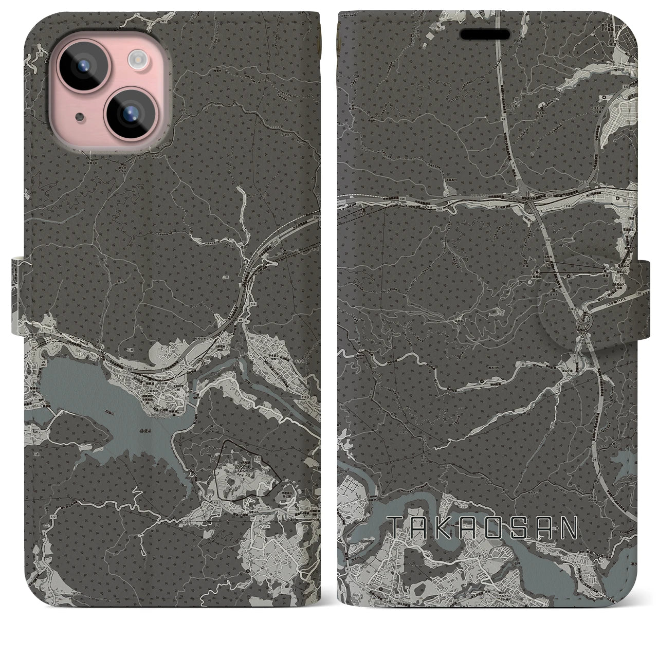 【高尾山(東京都)】地図柄iPhoneケース(手帳タイプ)